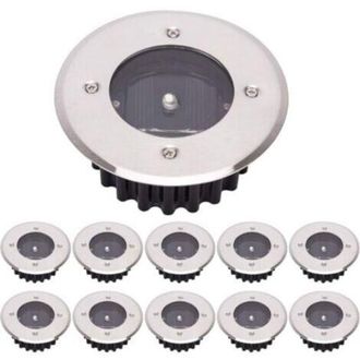OEM Paquete De 10 Luces Solares Led Para Suelo, Iluminaci&oacute;n Exterior, Alumbrado P&uacute;blico, Luces Subterr&aacute;neas, Resistentes Al Agua Ip65 (blanco Fr&iacute;o, Redond