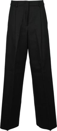 Sportmax Casual Katoen Viscose Broek - Dames - Straight fit broeken - Zwart - S - Katoen - Broeken