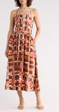 West K Strappy Smocked Back Dress in Tile Multi at Nordstrom Rack, Size X-Small