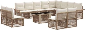 vidaXL Conjunto De Sof&aacute;s De Jard&iacute;n 13 Uds. Beige Y Blanco Crema Vidaxl
