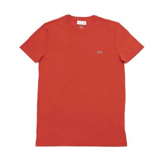 Lacoste Mens Standard Short Sleeve Pima Crewneck Tee In Red