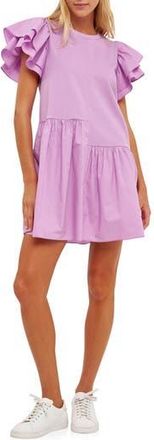 English Factory Layered Ruffle Minidress in Lilac at Nordstrom Rack, Size X-Small