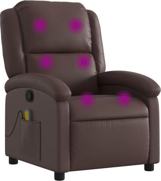 vidaXL Sillón de masaje reclinable cuero sintético marrón Vidaxl