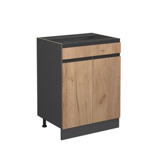 Vicco Mueble Bajo De Cocina R-line, Roble Dorado, 60 Cm En Forma De J, Con Caj&oacute;n, Sin Encimera Vicco