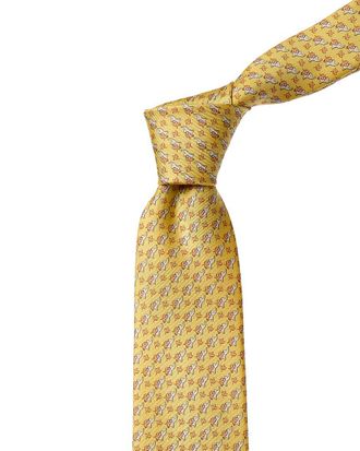 Ferragamo Yellow Elephant Silk Tie
