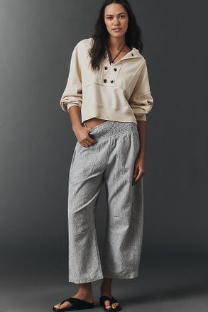 Pilcro The Reese Linen Cotton Smocked Pull-On Pants