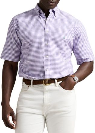 Polo Ralph Lauren Big & Tall Gingham Oxford Sport Shirt in Aix Lavender Nevis at Nordstrom, Size Xx-Large