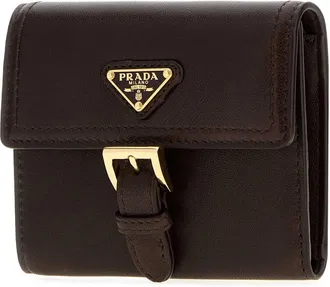 Prada Womens Brown Nappa Leather Wallet Bruciato Portafogli
