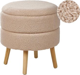 Beliani Storage Stool OKATON Boucle Beige