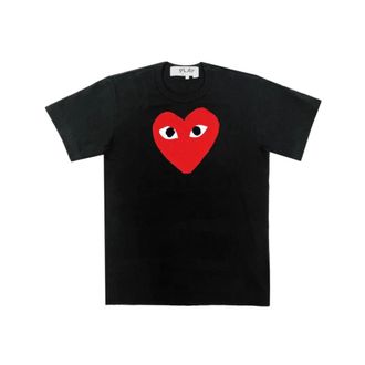 Comme Des Gar&ccedil;ons Zwart Heart Logo T-shirt - unisex - Tops - Zwart - Maat: XS Katoen