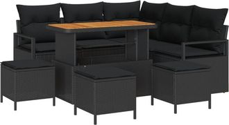 vidaXL Garden Sofa Set with Cushion 9 pcs Black Poly rattan vidaXL