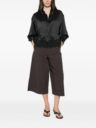 Ermanno Scervino Lace-Trim Satin Blouse - Black