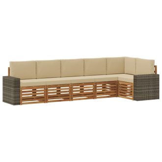 vidaXL Conjunto De Sof&aacute; Seccional Con Coj&iacute;n 6 Pcs Natural Y Beige Vidaxl