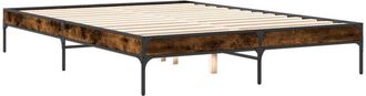 vidaXL Bed Frame without Mattress Smoked Oak 140x200 cm Vidaxl