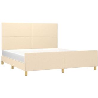 vidaXL Cama Sin Colch&oacute;n Tela Color Crema 160x200 Cm Vidaxl