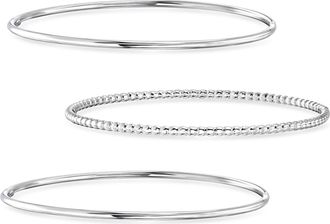 RS Pure by Ross-Simons Italian Sterling Silver Jewelry Set: 3 Polished and Beaded Bangle Bracelets