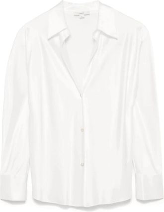 Vince Zijden satijnen blouse - Dames - Overhemden - Wit - M - Satijn - Overhemden