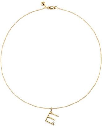 Monica Vinader Diamond Initial Pendant Necklace in 18K Gold Vermeil E at Nordstrom