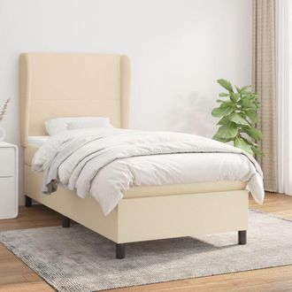 vidaXL Vidaxl - Cama Box Spring Con Colch&oacute;n Tela Color Crema 80x200 Cm