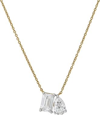 LuvMyJewelry Aurelia 14K Gold Lab Grown Diamond Toi Et Moi Necklace - 1 Ct