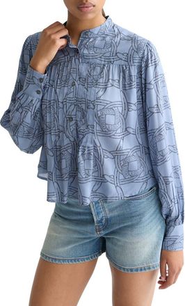 Scotch & Soda Print Pintuck Shirt in Horseshoes Infinity at Nordstrom, Size 12 Us