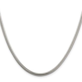 Diamond2Deal Sterling Silver 3mm Round Snake Chain Necklace