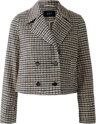 Oui Boxy Cabanjas met Glanzend Garen - Dames - Blazers - Grijs - L - Katoen - Jassen