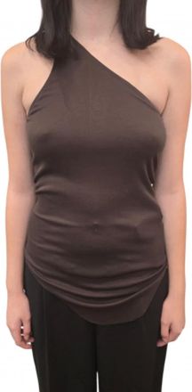 Rick Owens Tops, Dames, Bruin, XS, One Shoulder Tank