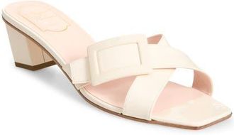 Roger Vivier Belle Vivier Crisscross Strap Block Heel Sandal in Cire at Nordstrom, Size 11.5Us