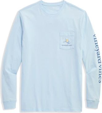 Vineyard Vines Brew Ski Time Graphic Pocket Long Sleeve T-Shirt in Ice Water at Nordstrom, Size Xx-Large