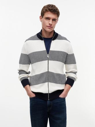 Tommy Hilfiger Mens Block Stripe Zip Cardigan - Navy - XXL