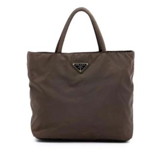 Prada Pre-owned Tote Bags, female, Brown, Size: ONE SIZE Pre-owned Nylon Tote Bag