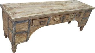 Wanderlust Deco Mueble bajo de madera artesanal 165-175x45x57h cm