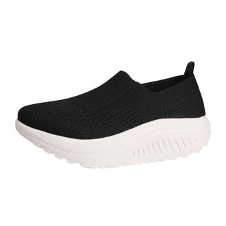 Generic Womens Mesh Casual Running Shoes Knit Slip On Platform Wedge Sneakers for Women Non Slip Workout Tennis Athletic Jogging Walking Shoes Lightweight Arc