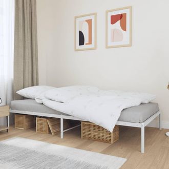 vidaXL Estructura De Cama Sin Colch&oacute;n Metal Blanco 100x200 Cm Vidaxl