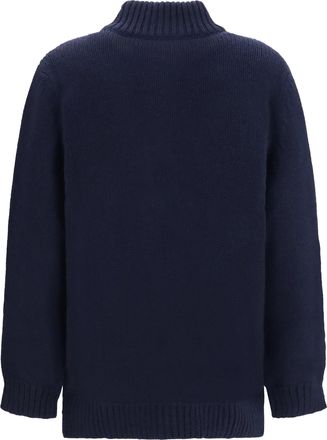 Ella Womens High Neck Cardigan Blue Navy Kashmir-Capra Hircus Down Jackets Kashmir/capra Sweater