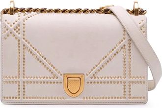 Dior 2018 kleine Diorama Flap lamsleren crossbodytas met studs - Wit