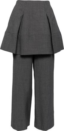 Enfold layered wide-leg trousers - women - Wool - 40 - Grey