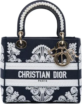 Dior 2021 Medium Embroidered Canvas Cornely Lady D Lite satchel - Blue