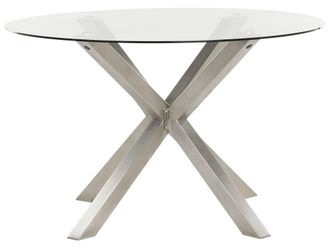 Beliani Mesa de jard&iacute;n 120 cm 120 cm vidrio plateado