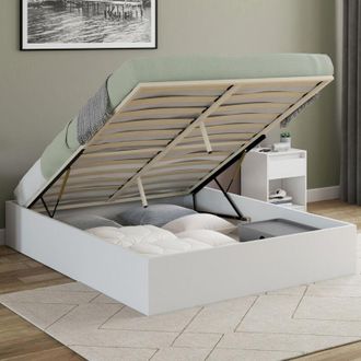 IDMarket Arc&oacute;n Doble Sandside Con Somier 160 X 200 Cm Blanco