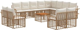 vidaXL Conjunto De Sof&aacute;s De Exterior 13 Uds. 12 Plaza Natural Y Crema Vidaxl