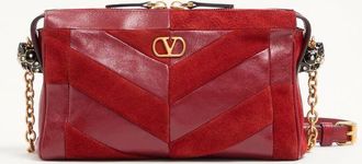 Valentino Garavani Valentino Garavani Panthea Small Shoulder Bag in Suede and Nappa with Chevron Pattern Wo