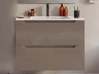 Vente-Unique Mobile lavabo singolo sospeso 80 cm Tortora - STEFANIE