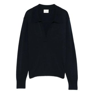 Closed Lange mouw Polo in Donkere Nacht - Dames - V-hals truien - Zwart - XS - Truien & Vesten