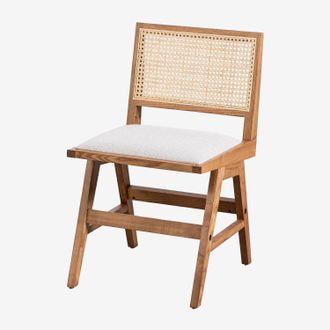 Sklum Sklum - Pack De 4 Sillas De Comedor En Madera De Fresno Y Rat&aacute;n Tapizadas Lali