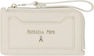 Patrizia Pepe Leren Portemonnee - Dames - Portefeuilles - Wit - ONE Size - Wol - Accessoires