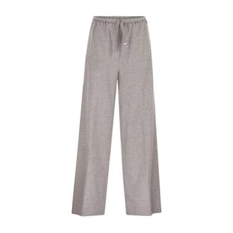 Herno Broeken, Dames, Grijs, XL, Katoen, Broek met trekkoord en rechte pijpen