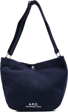 A.P.C. Borsa a spalla con stampa logo - Blu