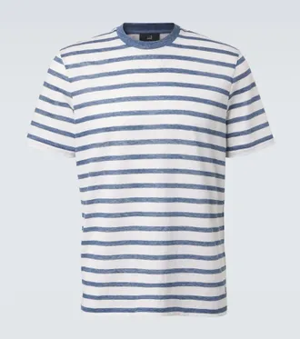 Dunhill Striped linen and cotton T-shirt